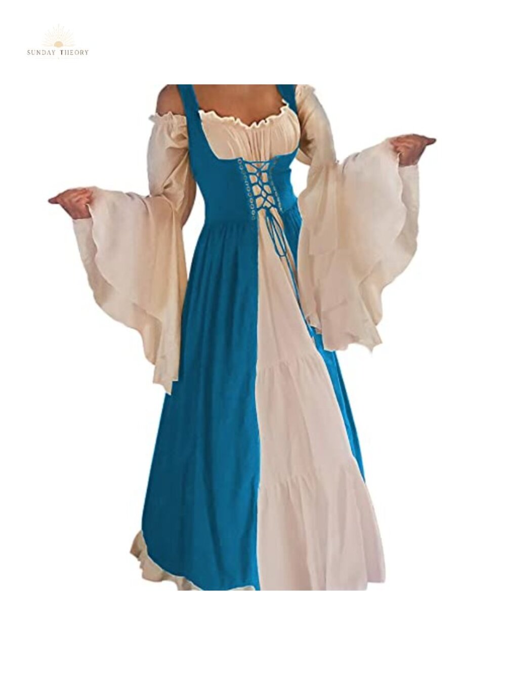 Medieval Renaissance Costume Cosplay Over Dress Long Flare Sleeve Floor Length